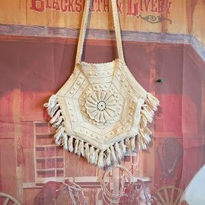 🤍 Crochet Fringe Shoulder Bag | Boho / Festival